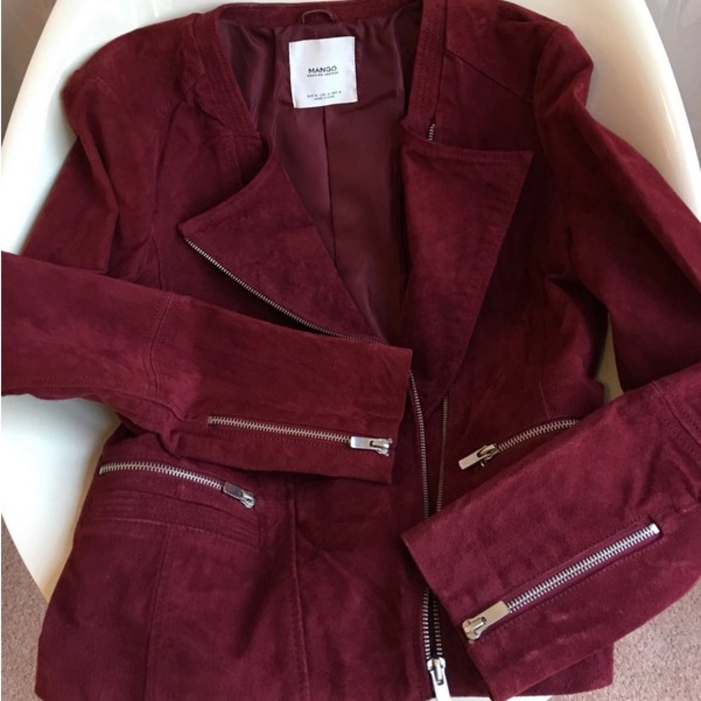 Burgundy Large Suede Mango Jacket